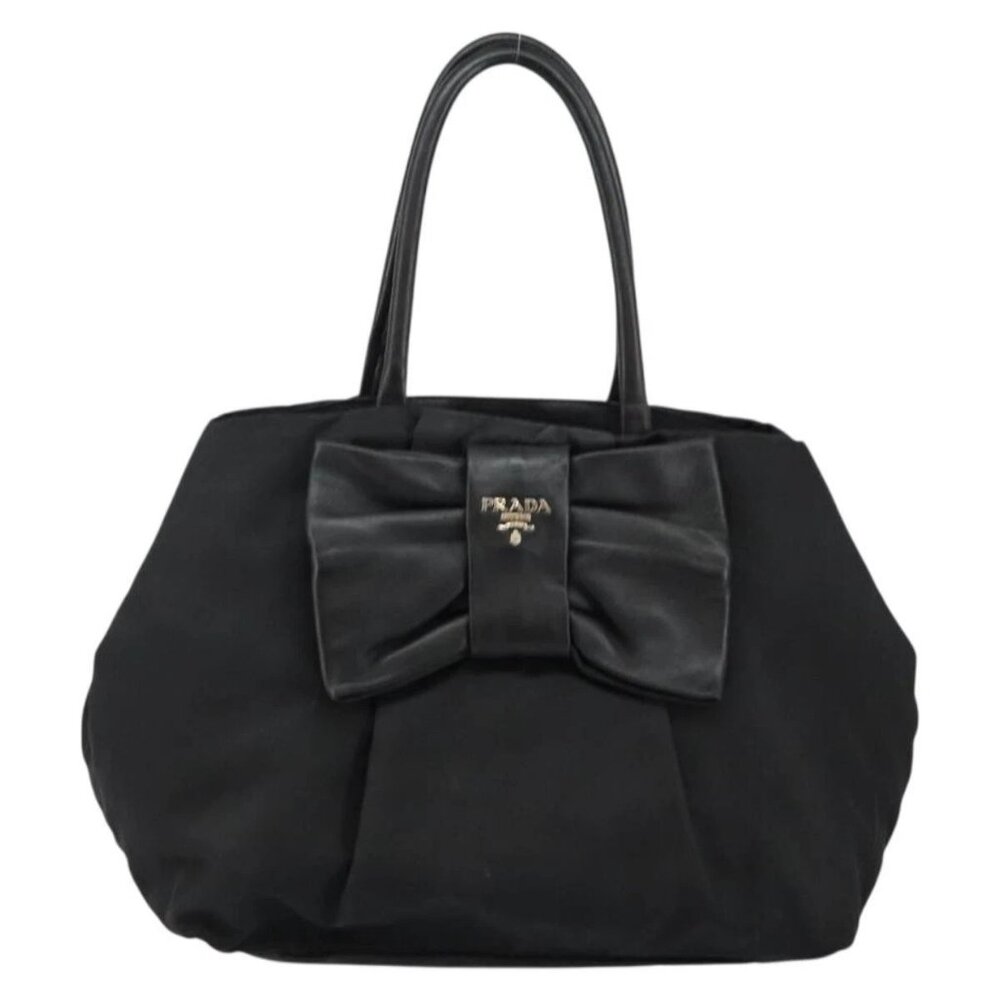 PRADA Tote Bag Nylon Black Silver Auth hk3058 - Picture 3 of 16